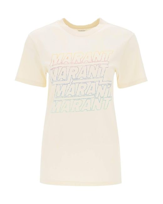T-Shirt Zoeline Con Stampa Logo di Isabel Marant in Natural