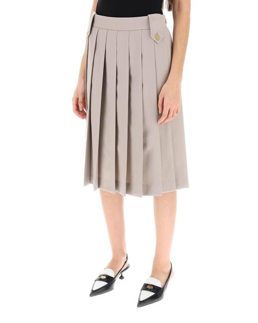 Miu Miu Brown Wool Gabardine Pleated Skirt