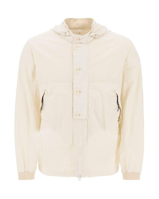 C P Company White "Flatt Nylon Goggle Jacket for men