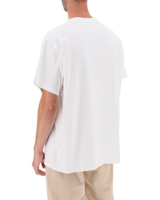 Burberry White Ekd Embroidery 'raynerton' Oversized T-shirt for men