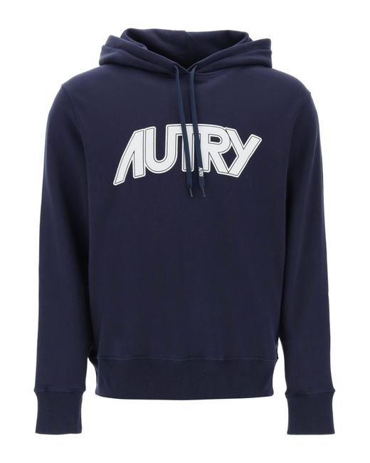 Autry Blue Hoodie With Maxi Logo Print for men