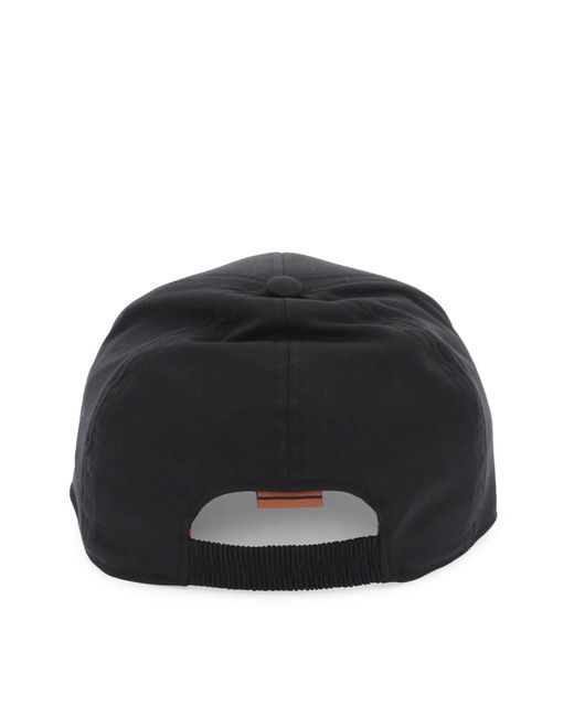 Zegna Black Baseball Cap With Logo Embroidery for men