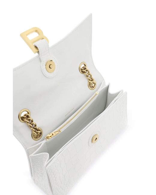 Balenciaga White Crush Bag With Chain