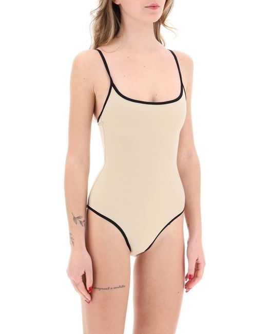 Totême  Natural Toteme One-Piece Swimsuit With Contrasting Trim Details