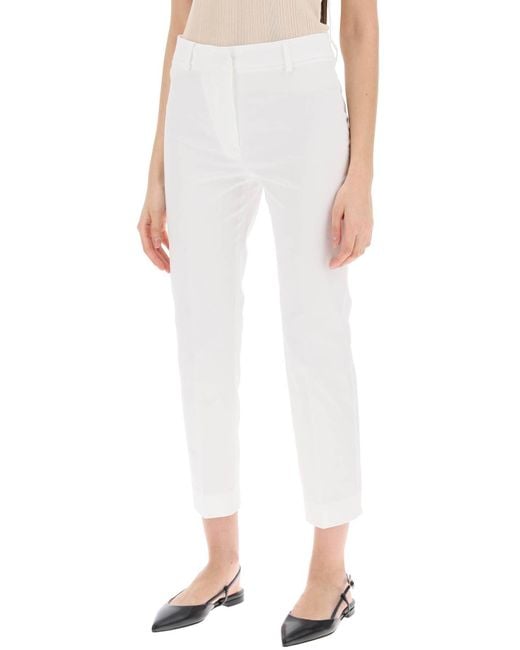 Weekend by Maxmara White 'Cecil' Stretch Cotton Cigarette Pants