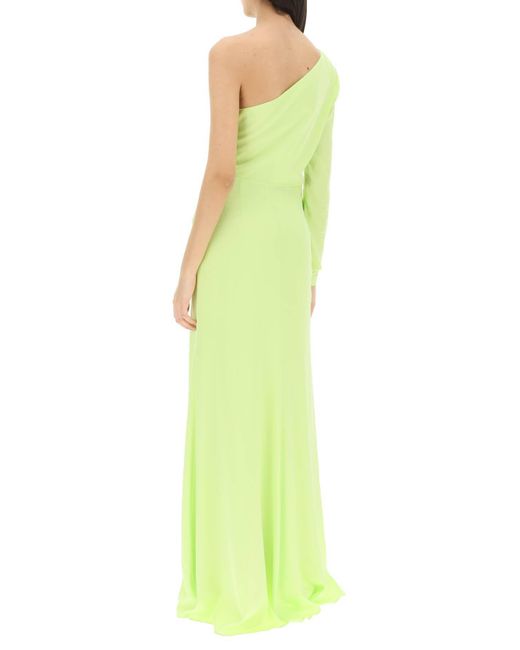 Roland Mouret Green Asymmetric Stretch Silk Gown With Cut-out Detail