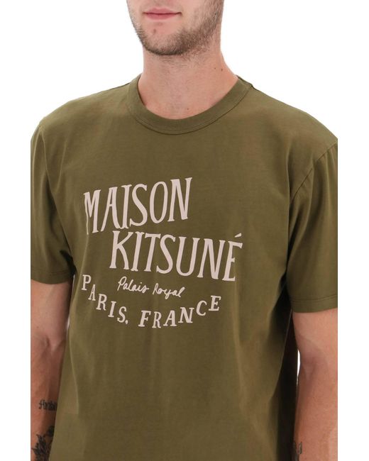 T Shirt Stampa 'Palais Royal' di Maison Kitsuné in Green da Uomo