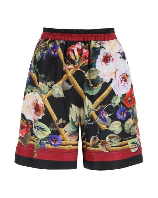Dolce & Gabbana Red Rose Garden Pajama Shorts
