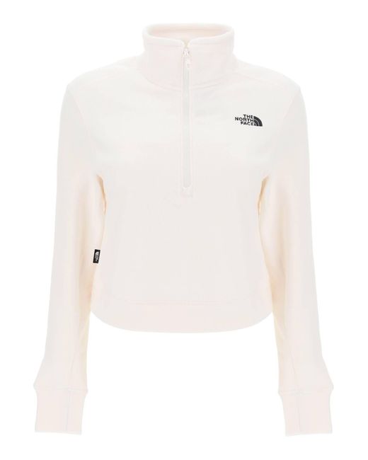 Felpa Cropped In Pile Glacer di The North Face in White