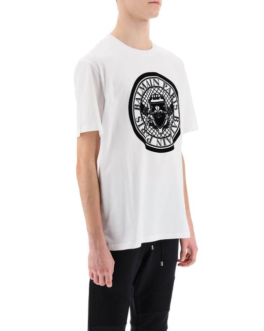 Balmain Gray Cotton Crew-Neck T-Shirt for men