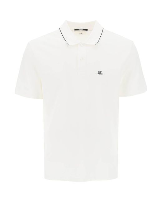 C P Company White Regular Fit Polo Shirt for men