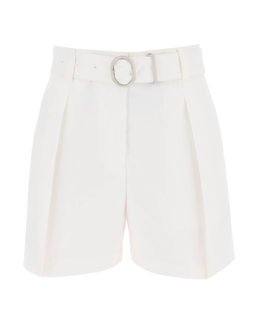 Jil Sander White Cotton Bermuda Shorts With Removable Belt