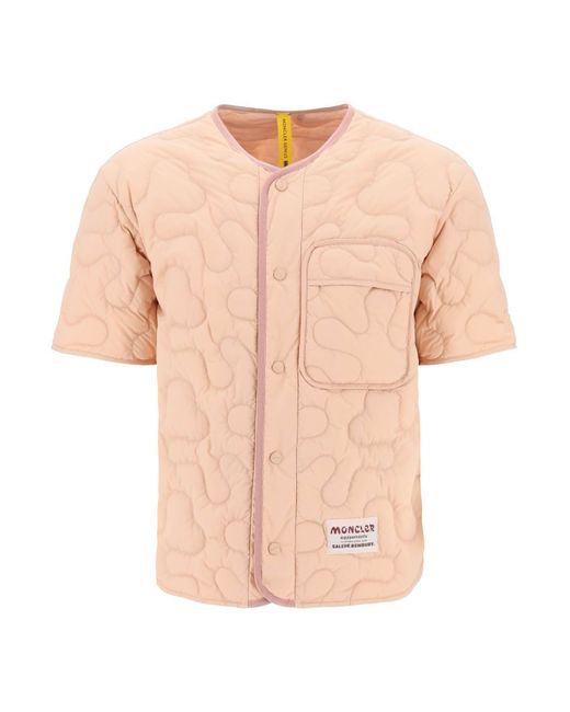 MONCLER X SALEHE BEMBURY Pink Short-Sleeved Quilted Jacket for men