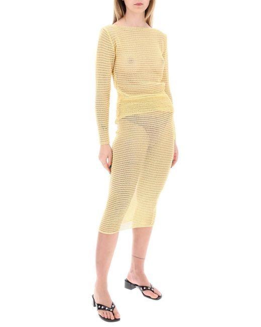 Paloma Wool Yellow "Knitted Midi Skirt With Perfor