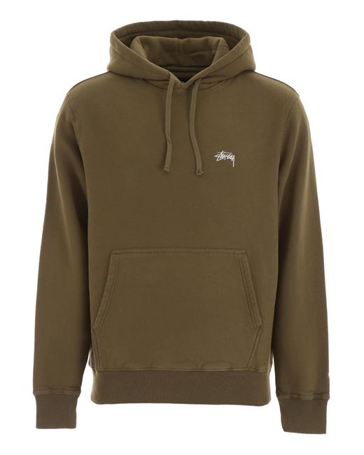 Stussy Green Hoodie With Logo Embroidery for men