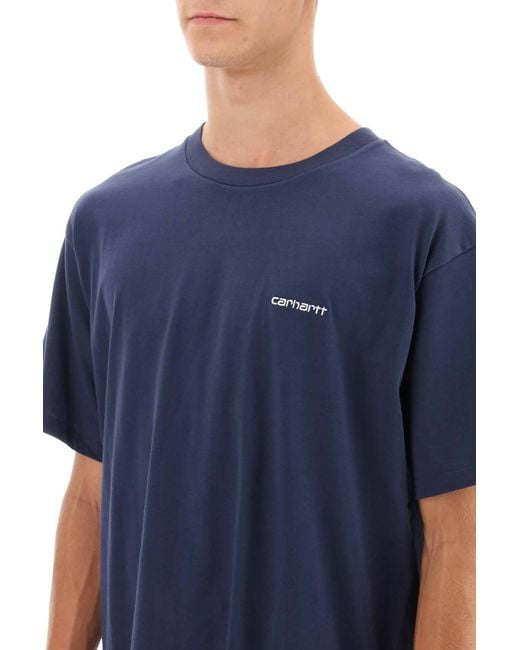 Carhartt Blue Logo Embroidery T-Shirt for men