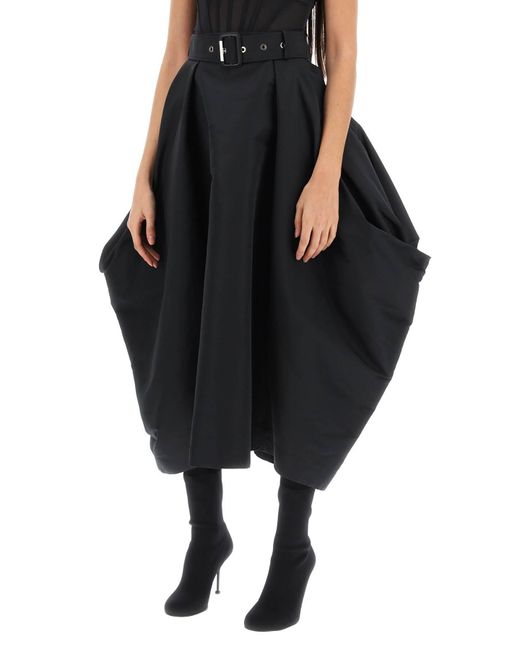Alexander McQueen Peg-top Skirt In Polyfaille in Black | Lyst UK