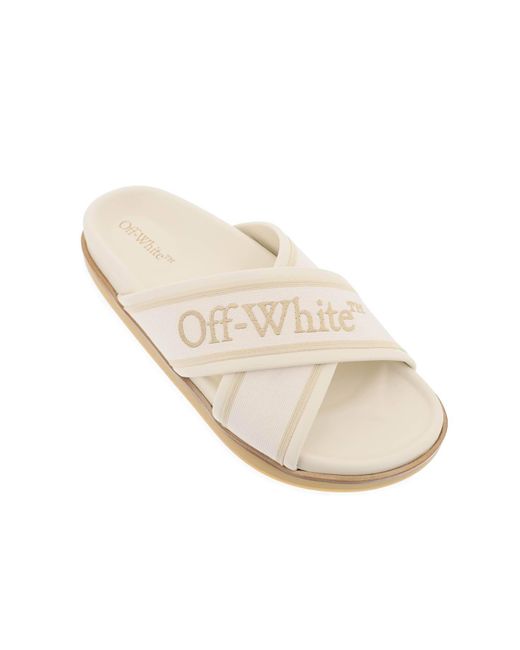 Off- Slides Con Logo Ricamato di Off-White c/o Virgil Abloh in White