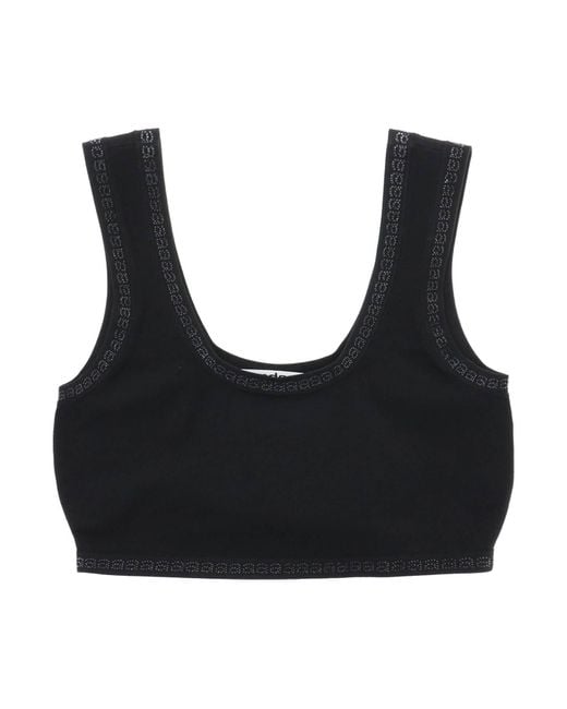 Alexander Wang Sports Bra With Crystal-studded Logo Trims in Black