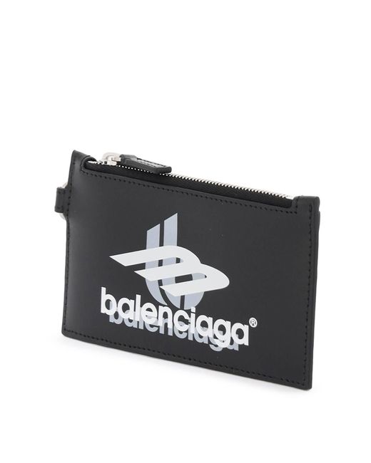 Balenciaga Black Leather Cardholder With Key-ring