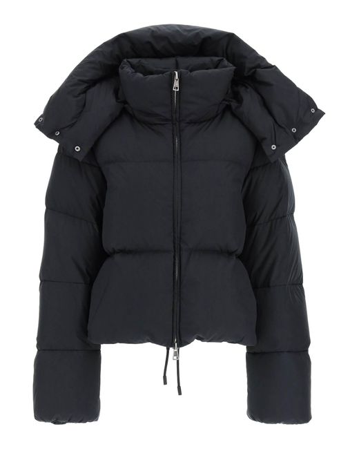 Sportmax Black Oversized Puffer Jacket With Removable Hood