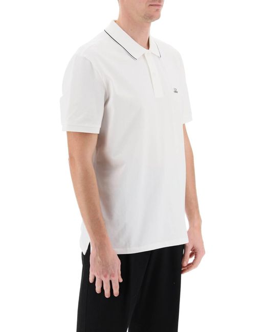 C P Company White Regular Fit Polo Shirt for men