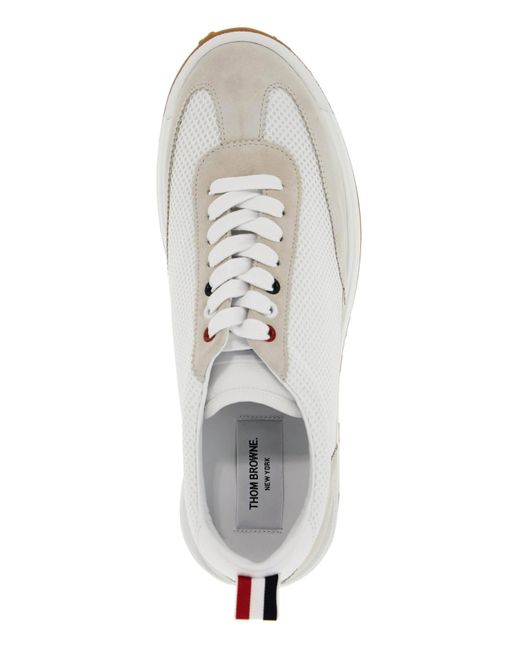 Sneakers In Mesh E Pelle Scamosciat di Thom Browne in White da Uomo