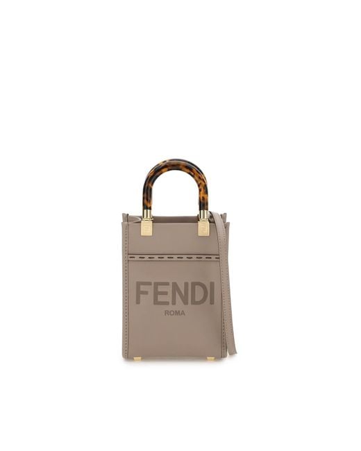 Fendi Gray Mini Sunshine Shopper Bag
