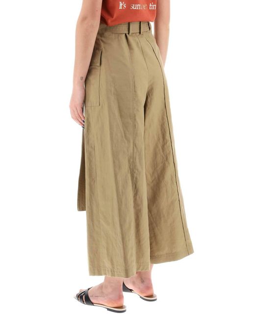 Weekend by Maxmara Natural Flared Linen And Cotton Trousers