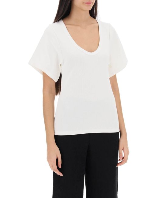 T-Shirt A Costine Lunai di By Malene Birger in White