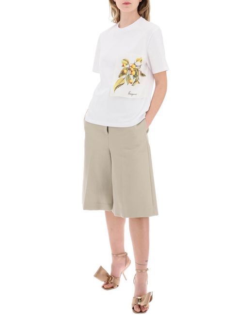 Ferragamo White "Botanical Print Insert T-Shirt