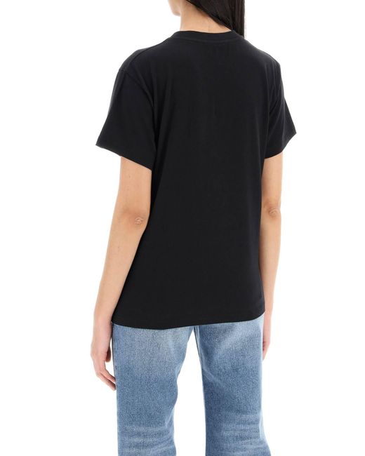 T-Shirt Con Ricamo Logo A Contrasto di Chloé in Black