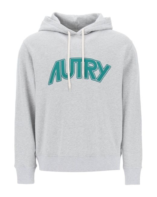 Autry Gray Hoodie With Maxi Logo Print for men
