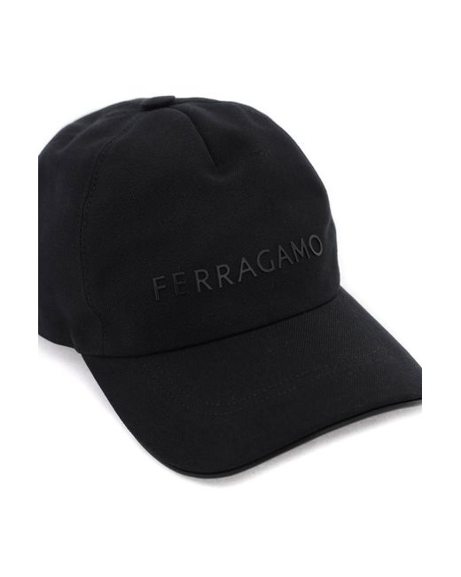 Ferragamo Black Logo Baseball Cap for men