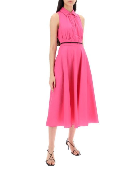 Max Mara Studio Pink "Mid-Length Poplin Polo Dress