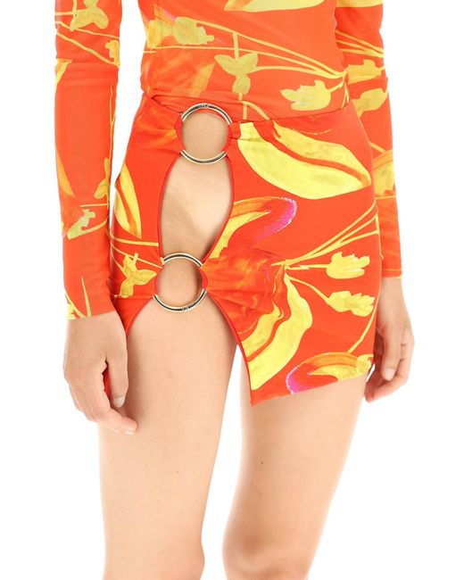 Louisa Ballou Orange Double Ring Mini Skirt