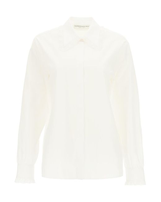 Alessandra Rich White Lace Trimmed Shirt
