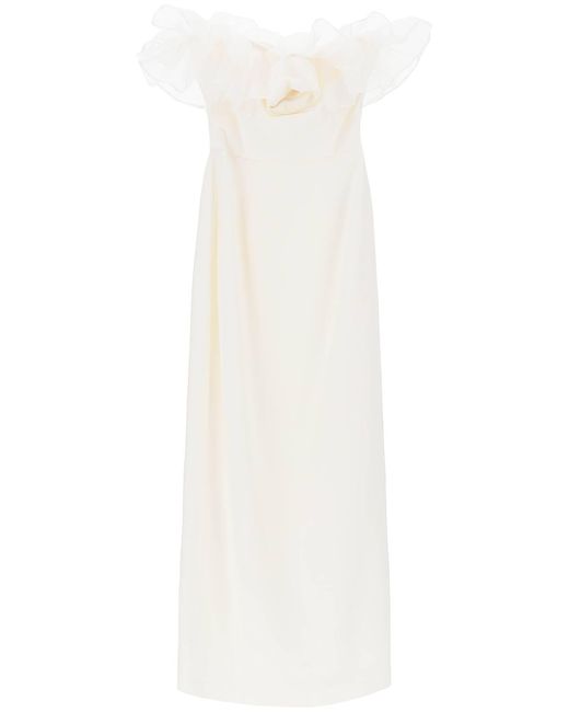 Alessandra Rich White Strapless Dress With Organza Details