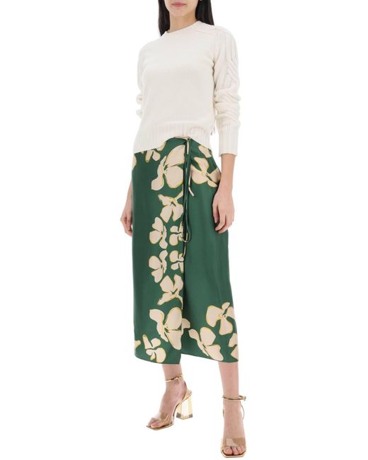 Raquel Diniz Green "floral Silk Wrap Skirt Wendy"