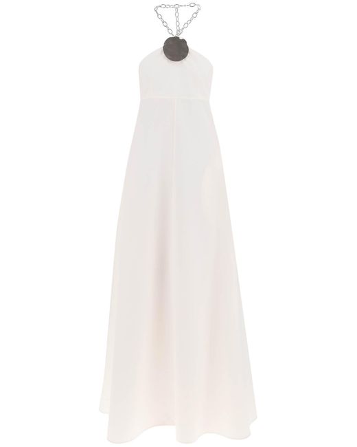 Jil Sander White Long Dress With Necklace
