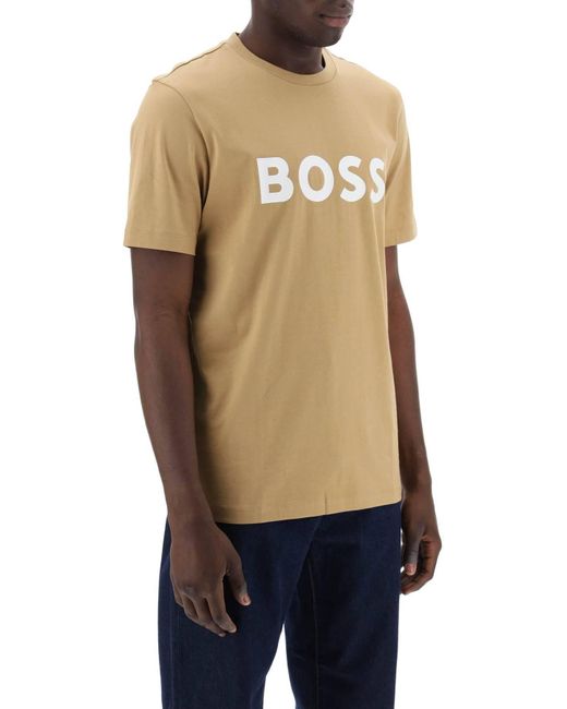 T-Shirt Tiburt 354 Stampa Logo di Boss in Natural da Uomo