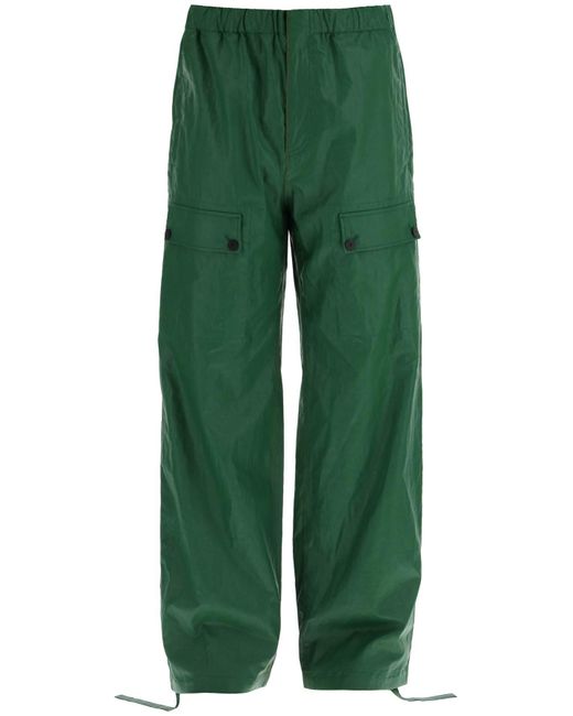 Ferragamo Green Linen Coated Pants For Men for men