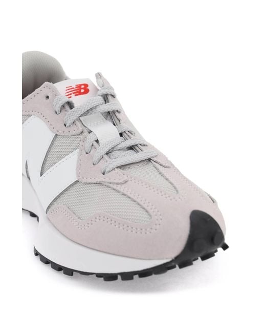 New Balance White 327 Logo-stitched Woven Low-top Trainers