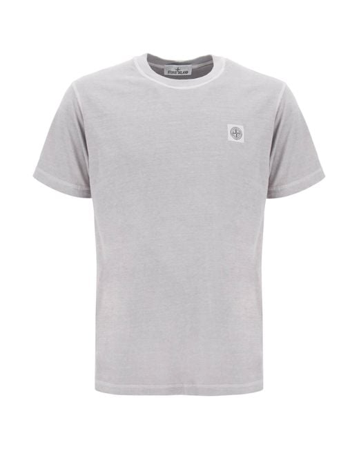 Stone Island Gray Crew-neck T-shirt With Logo Patch for men