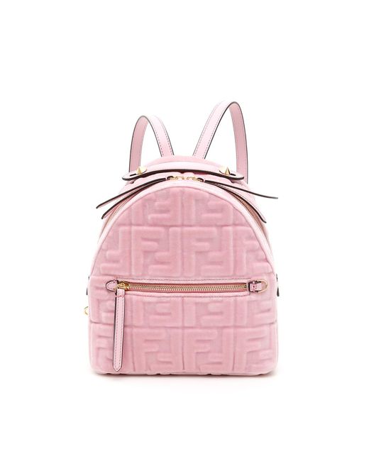 Fendi Pink Velvet Ff Mini Backpack
