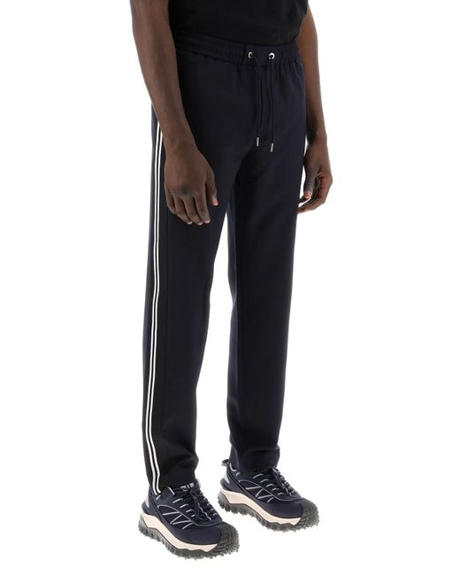 Moncler Blue Sporty Pants With Side Stripes for men