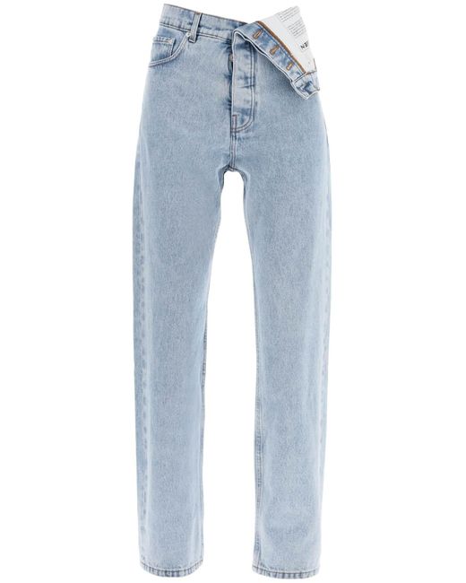 Y. Project Blue Y Project Asymmetric Waist Jeans With Seven