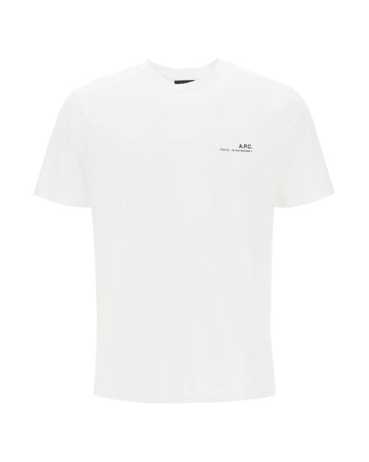 A.P.C. White Item T Shirt With Logo Print for men