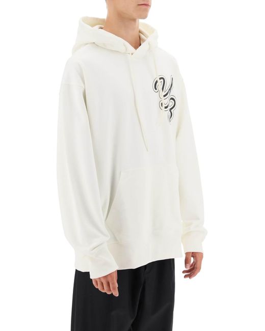 Y-3 White Hoodie With Logo Print for men