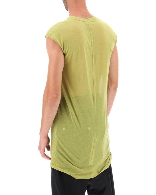 Rick Owens Yellow 'dylan' Maxi T Shirt With V Neck for men